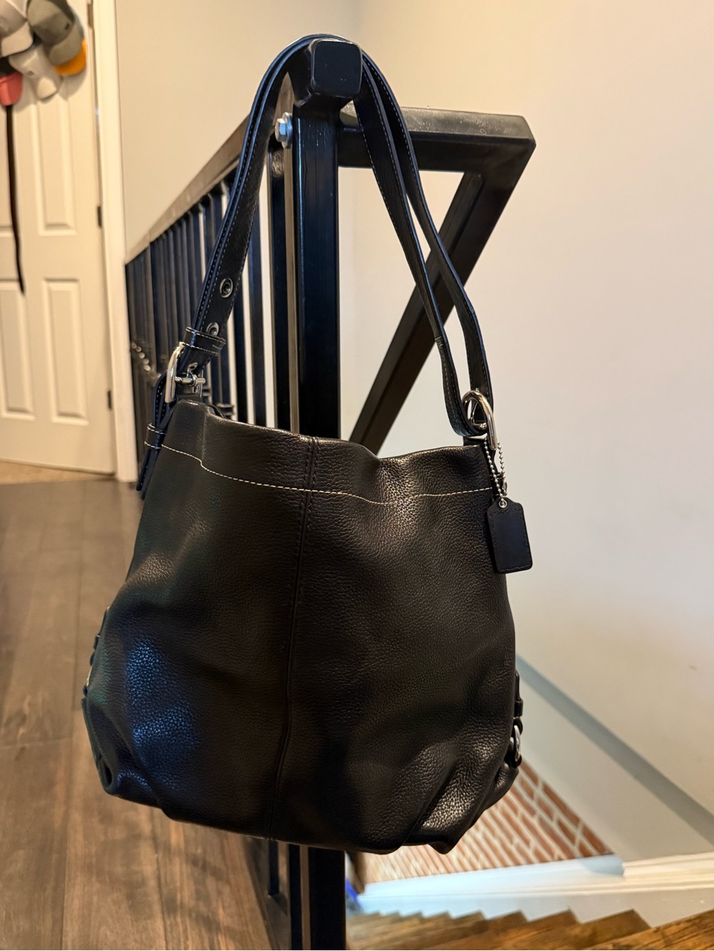 Coach Black Pebbled Leather Hobo Shoulder Bag